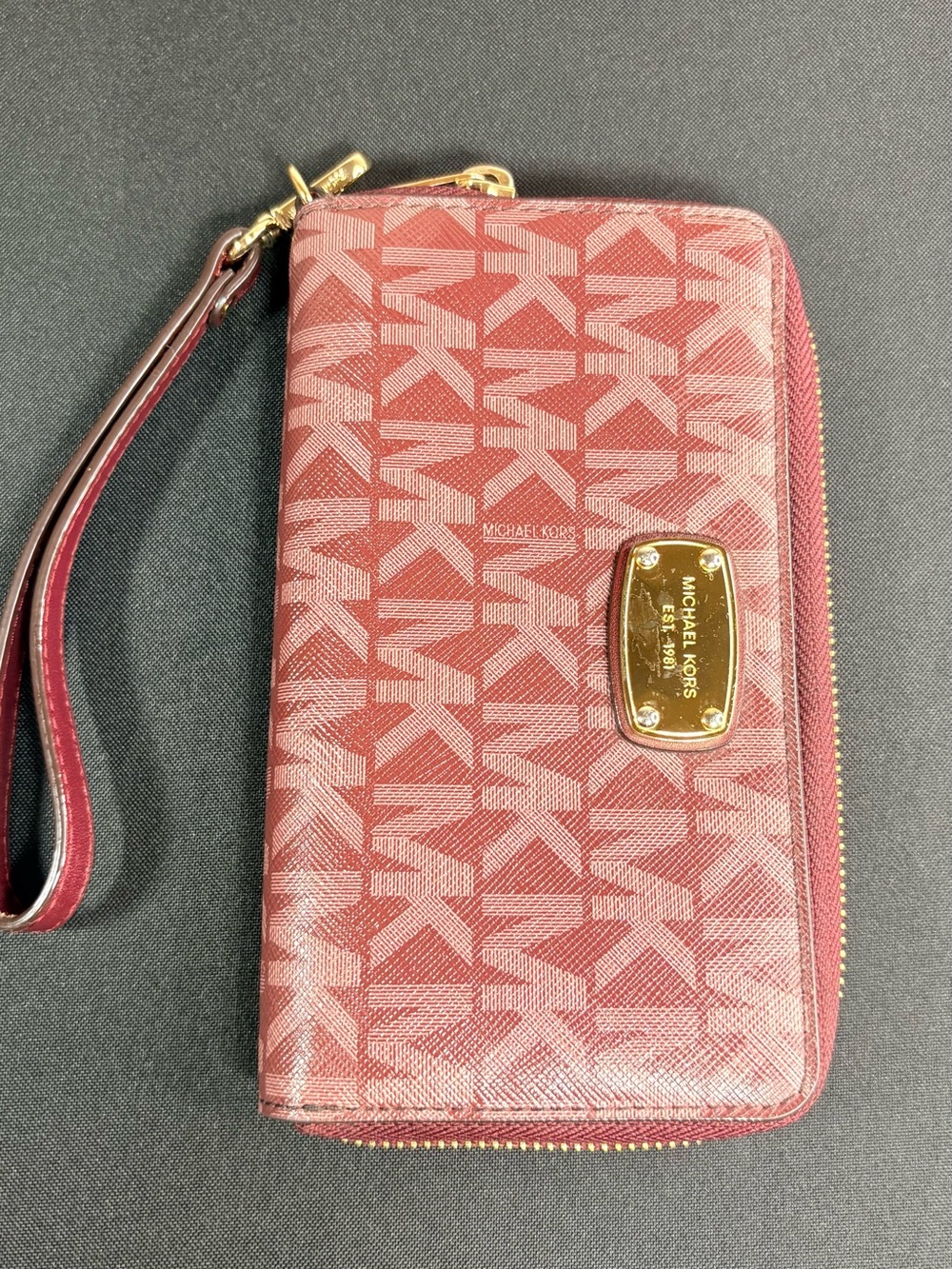 Michael Kors Rose Pink MK Logo Zip-Around Wristlet